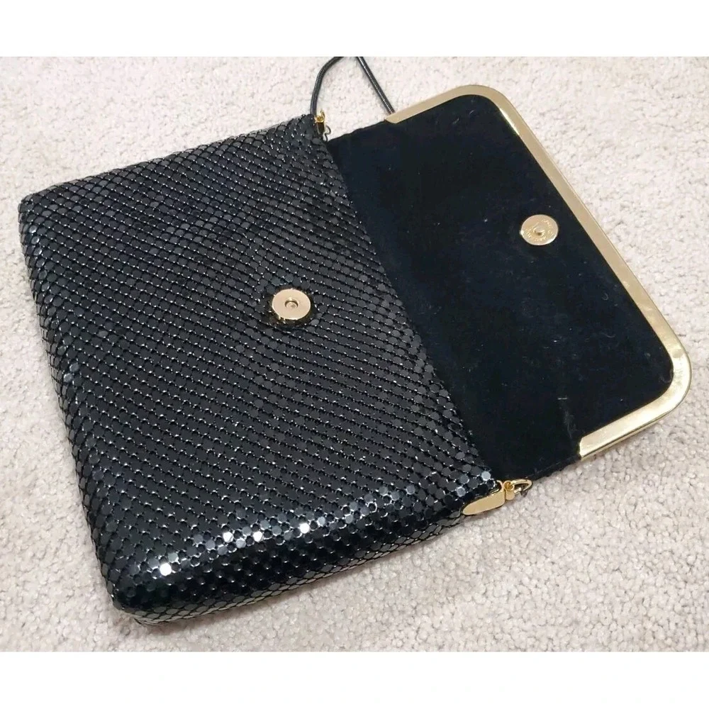 Vintage Black Aluminum Mesh Evening Bag Crossbody Clutch Purse Wallet/Coin Purse